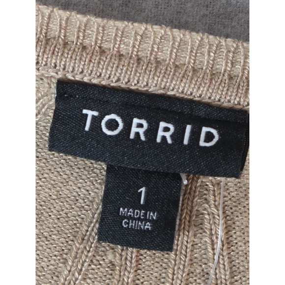 Torrid Knit‎ Sweater Dress Women Size 1X Beige 3/4 Sleeve Boho Stretch Long NEW - Picture 9 of 13